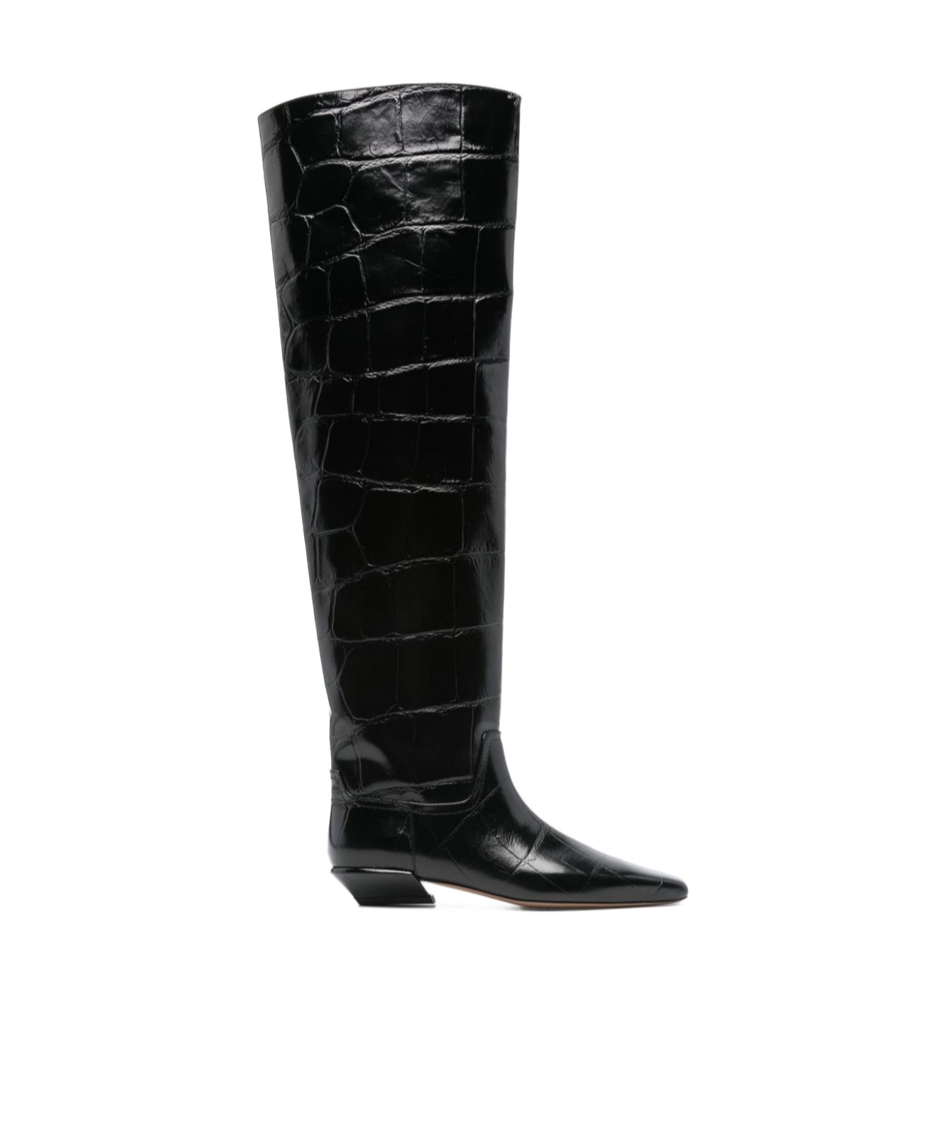 Paris Texas Bettina Croc-effect Leather Boots In Black