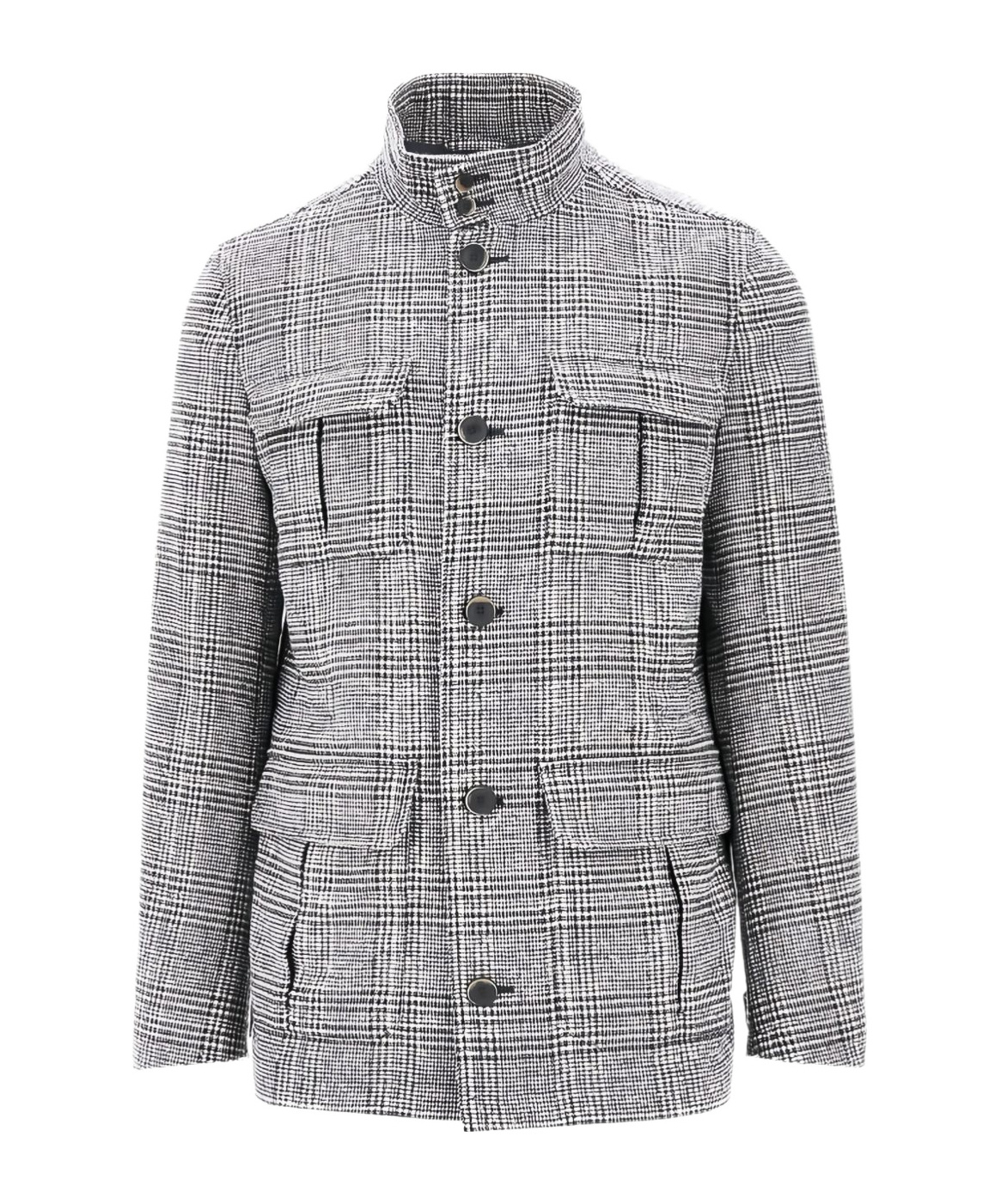 Herno Prince Of Wales Wool-blend Field Jacket In Gray
