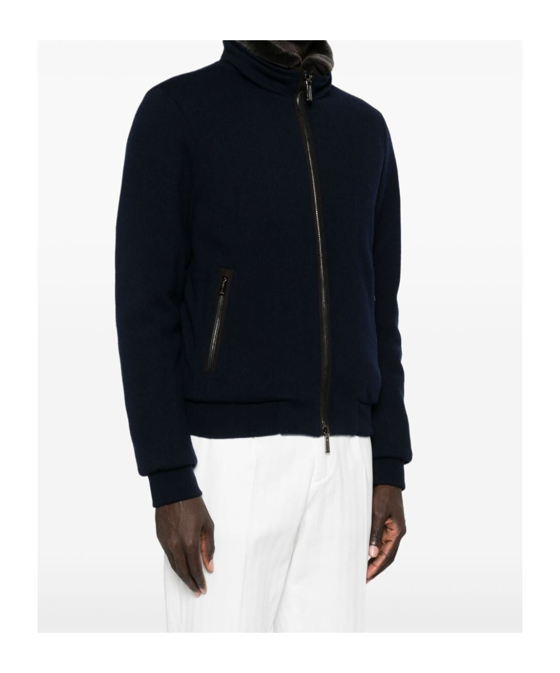 Moorer Zip-up Fleece Jacket In Black