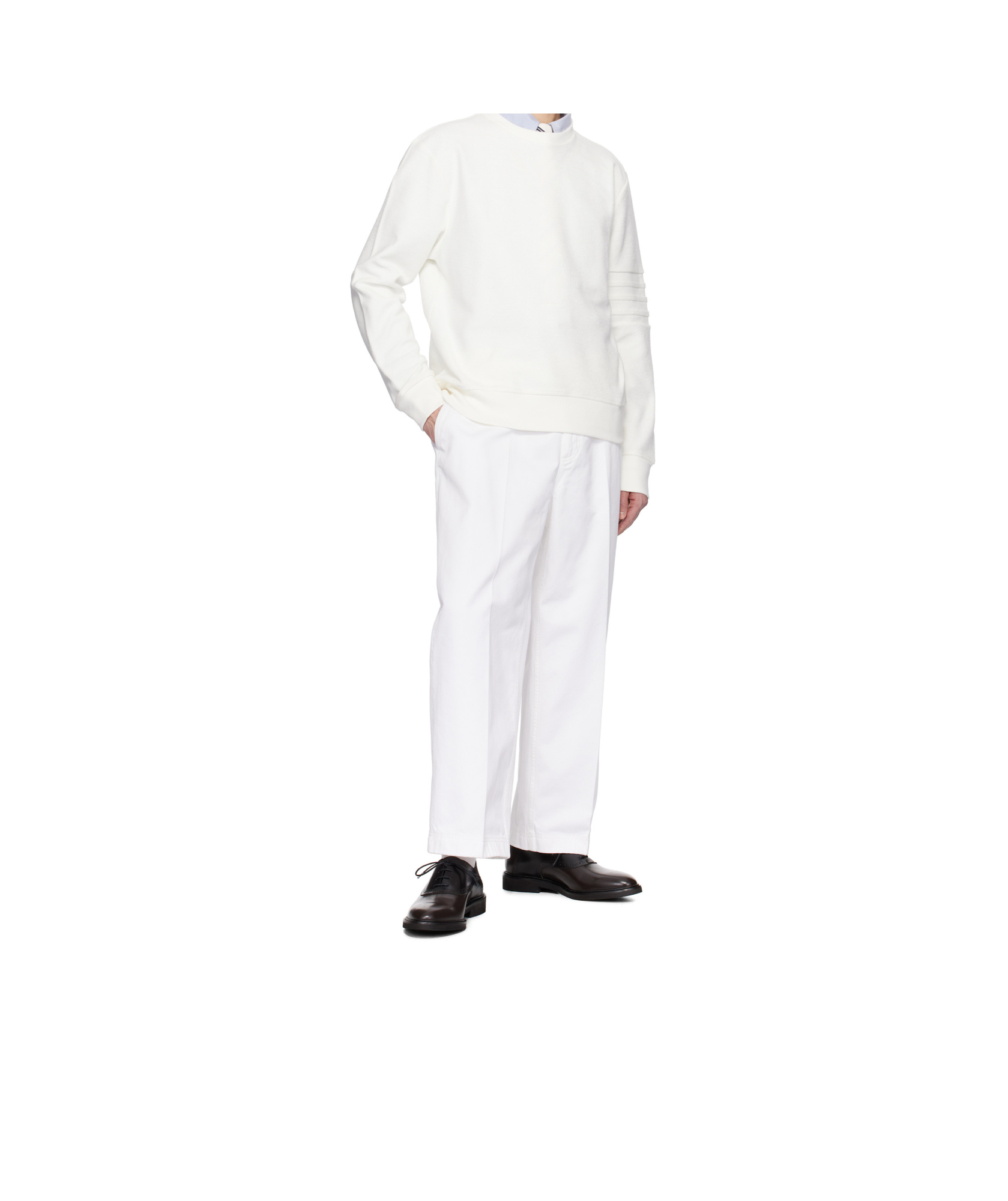 Thom Browne Cotton Trousers Straight Leg Back Pockets In White