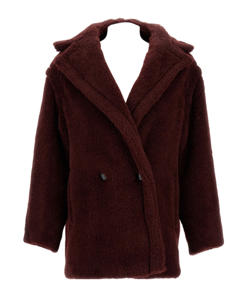 Max Mara Cherry Tedgirl Teddy Bear Icon Coat Coat In Burgundy