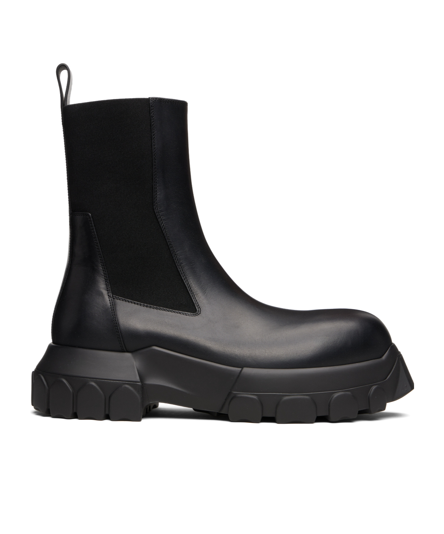 Rick Owens Black Concordians Beatle Bozo Tractor Chelsea Boots In Black