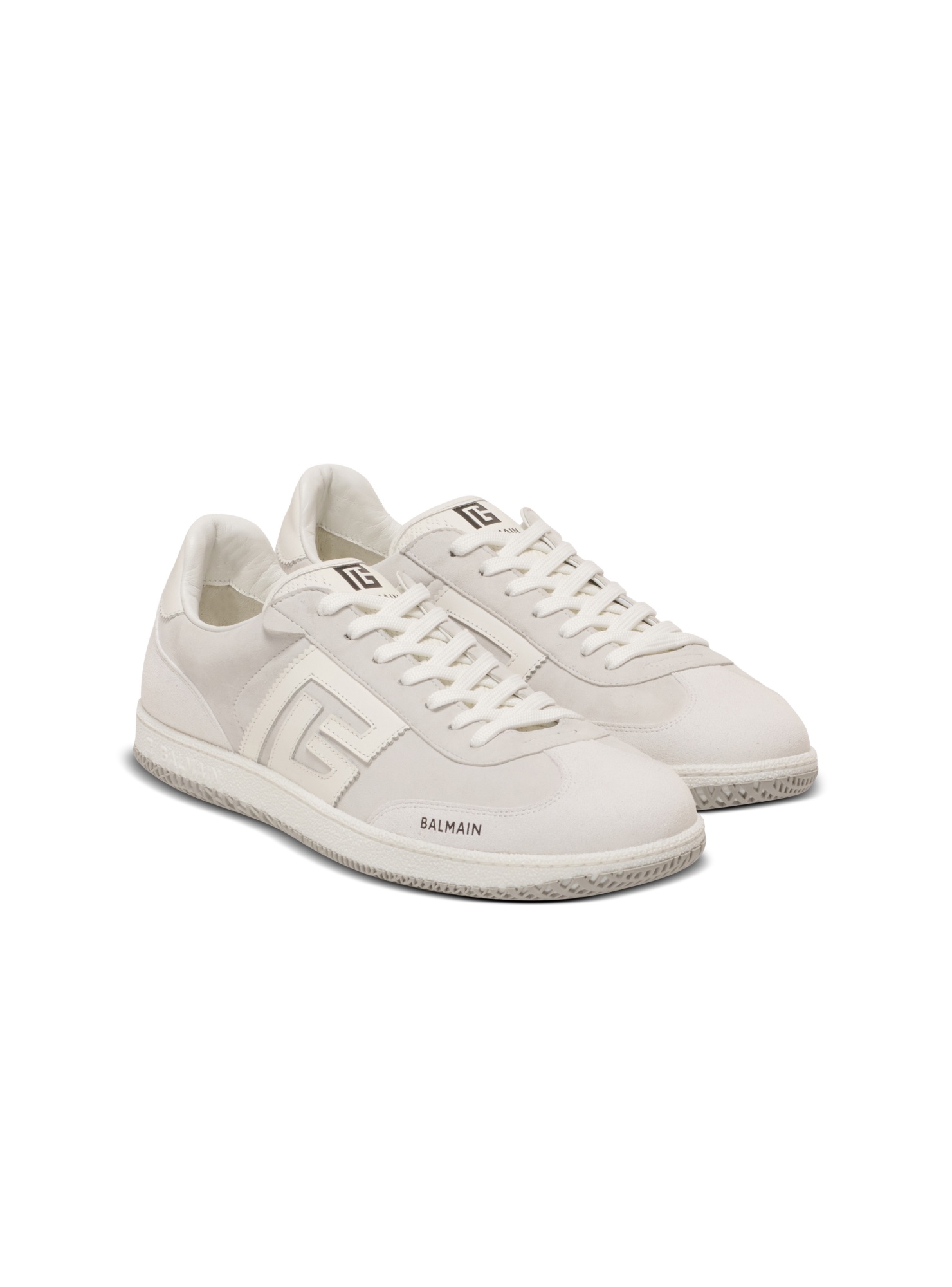 Balmain Swan Suede And Smooth Leather Trainers In White