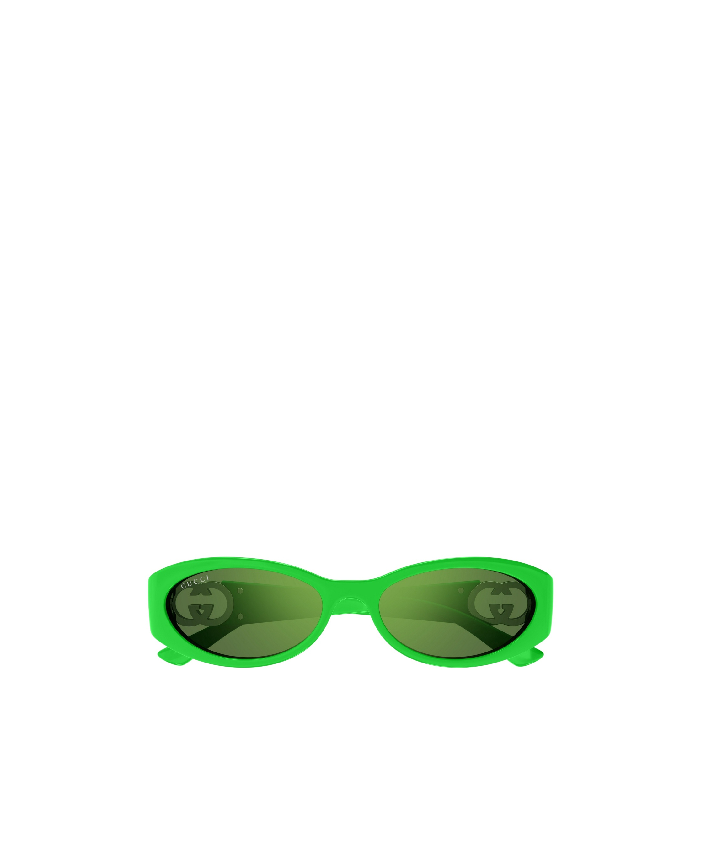 Gucci Interlocking G Oval-frame Sunglasses In Green