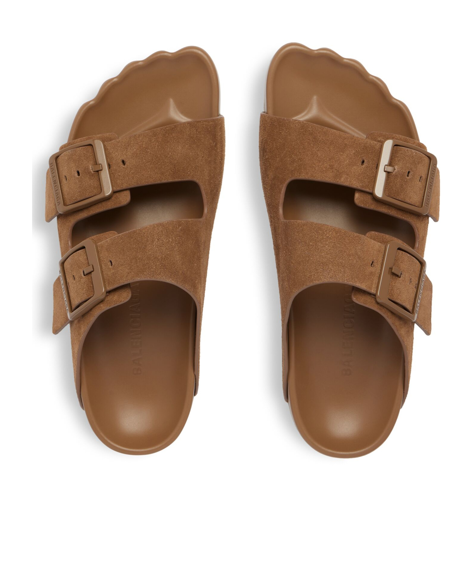 Balenciaga Camel Suede Sunday Slippers In Brown
