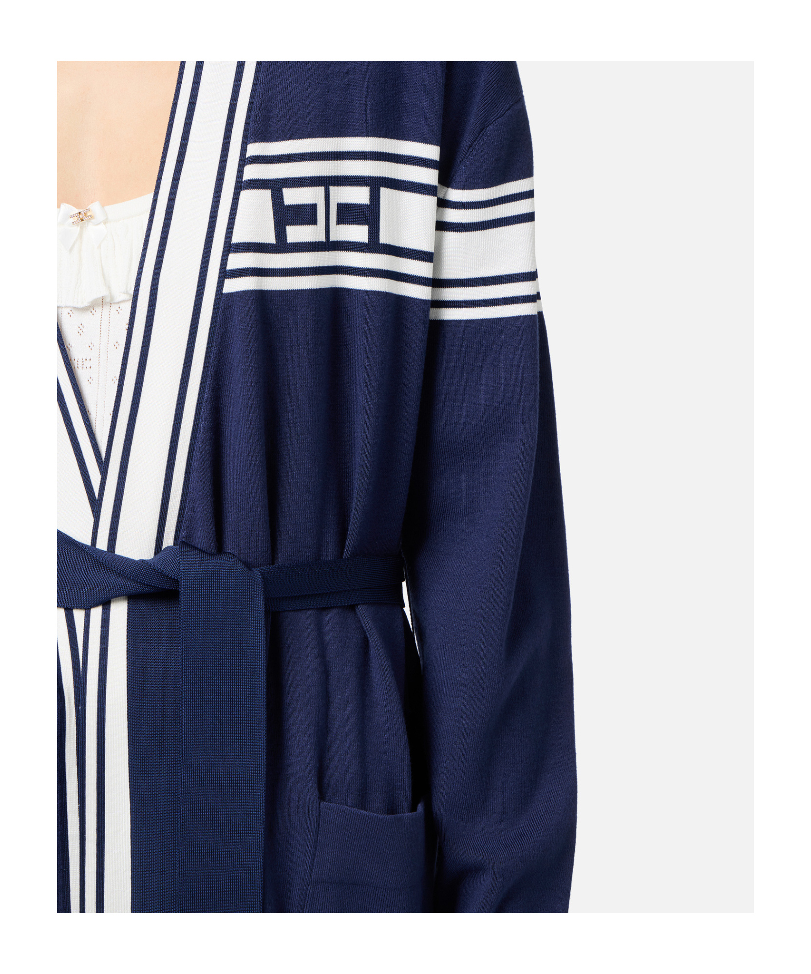 Elisabetta Franchi Viscose Cardigan With Contrasting Bands