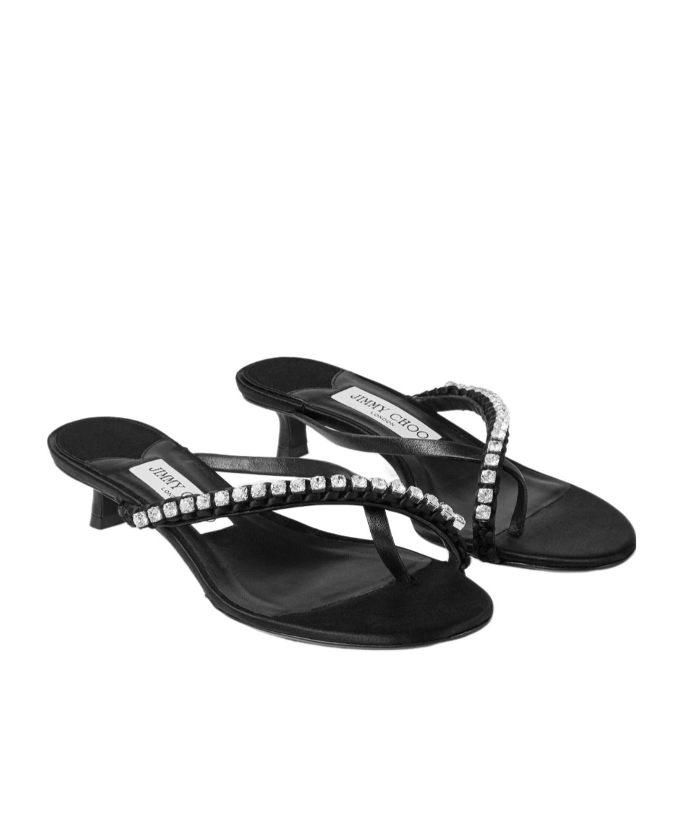 Jimmy Choo Nappa Leather And Satin Dila 35 Mules