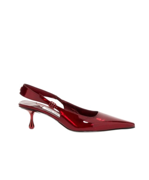 Jimmy Choo Amel 50 Embellished Mirrored-leather Slingback Pumps In Red