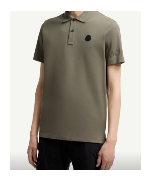 Moncler Logo Cotton Piquet Polo Shirt In Green
