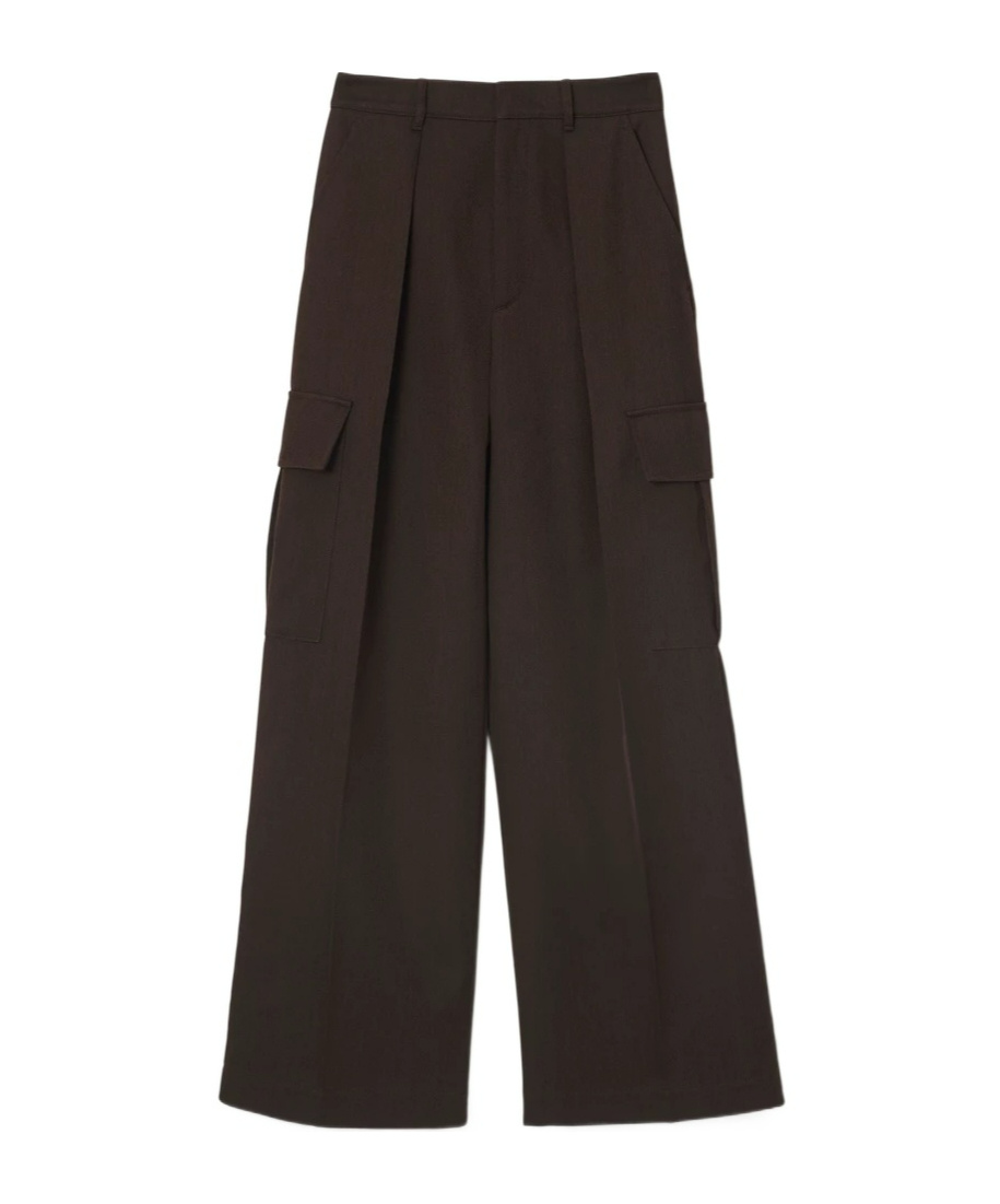Shop Burberry Pleat-detail Wool Cargo Trousers In Black