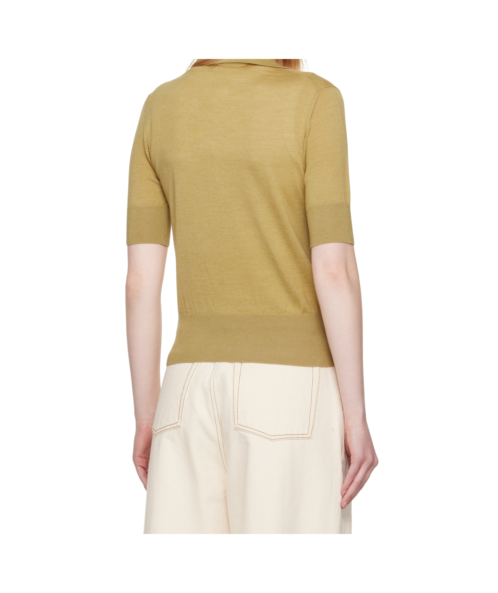 Shop Ami Alexandre Mattiussi Khaki Wool Tonal Ami De Coeur Polo