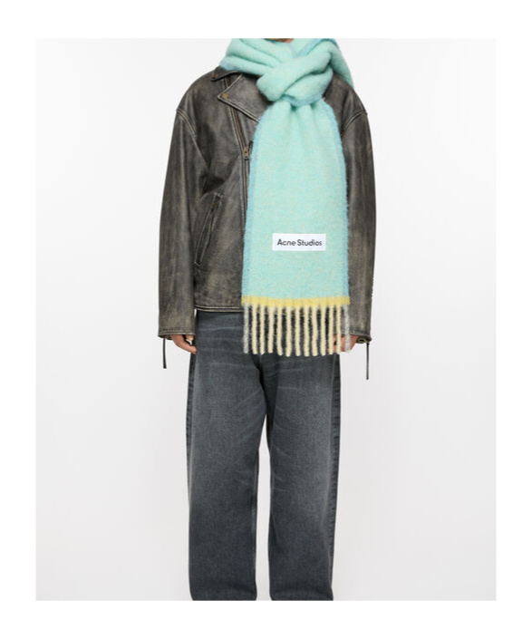 Shop Acne Studios Fringed Scarf In Blue