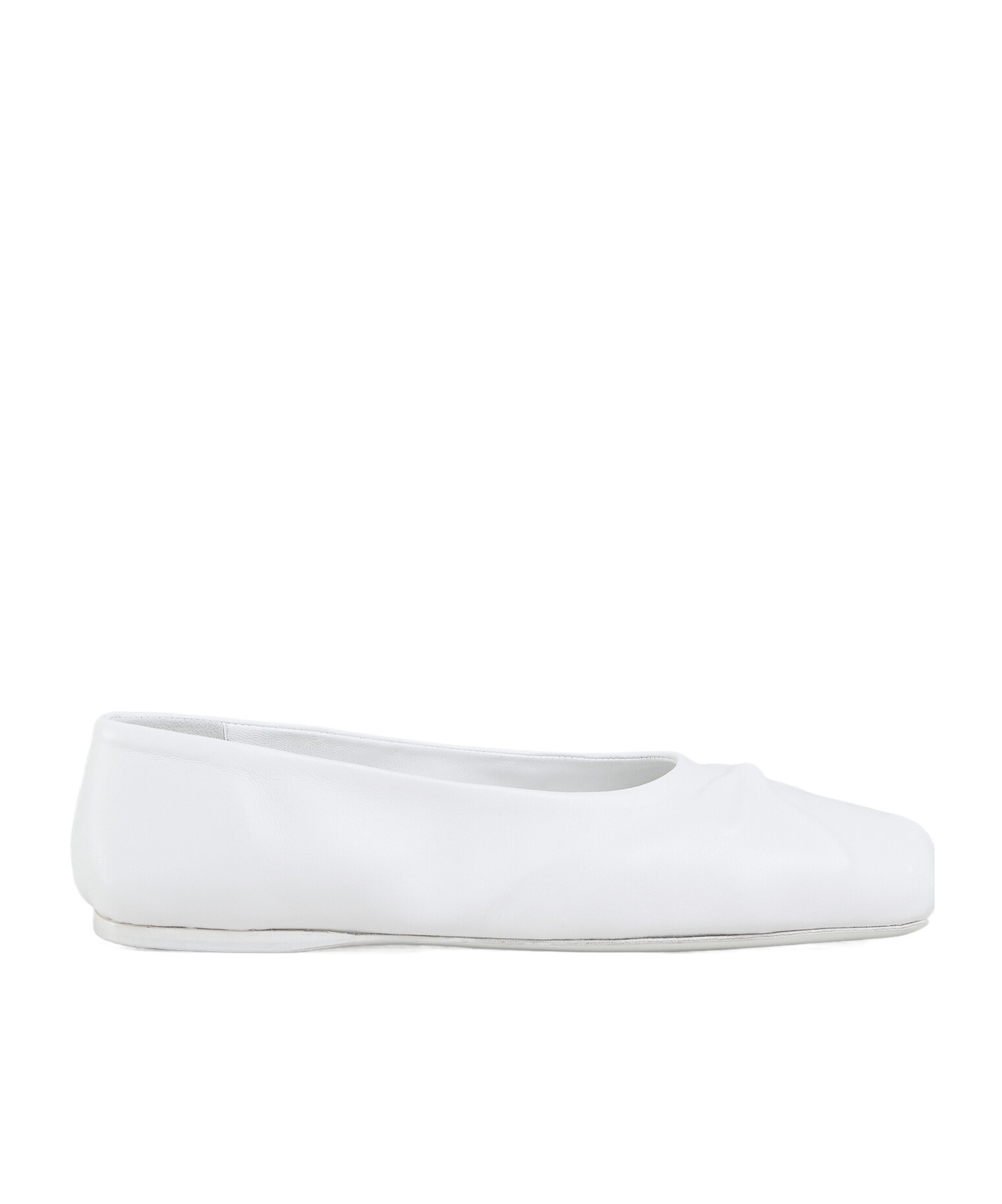 Marni White Nappa Leather Seamless Little Bow Ballet Flat In White