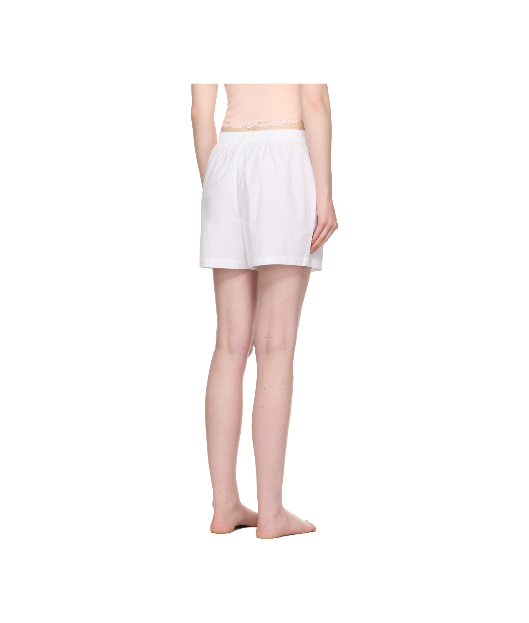 Skims White Cotton Poplin Boxer Pyjama Shorts In White