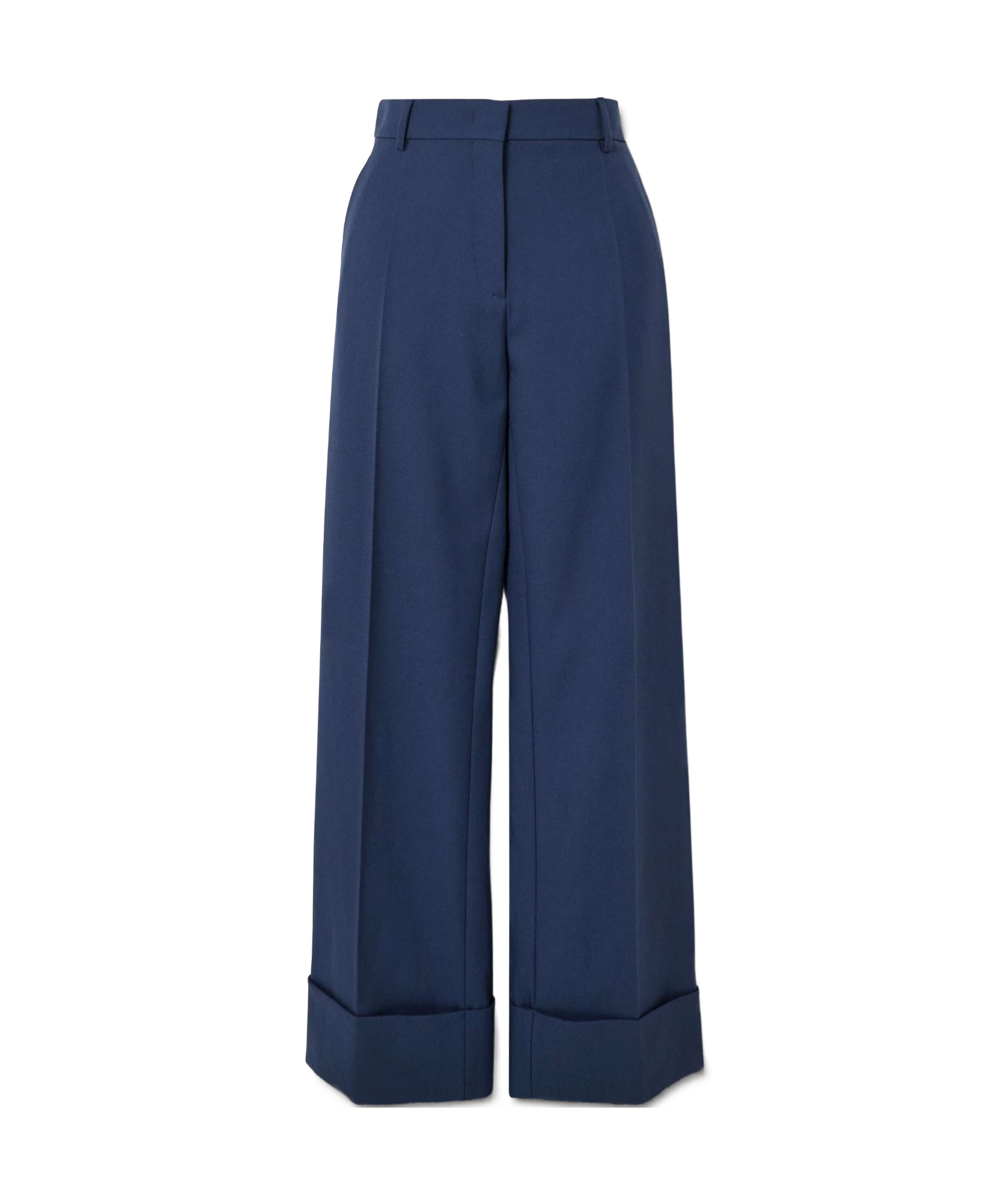 Valentino Garavani High-waisted Wide Leg Pants In Silk And Wool Indigo Women In Blue