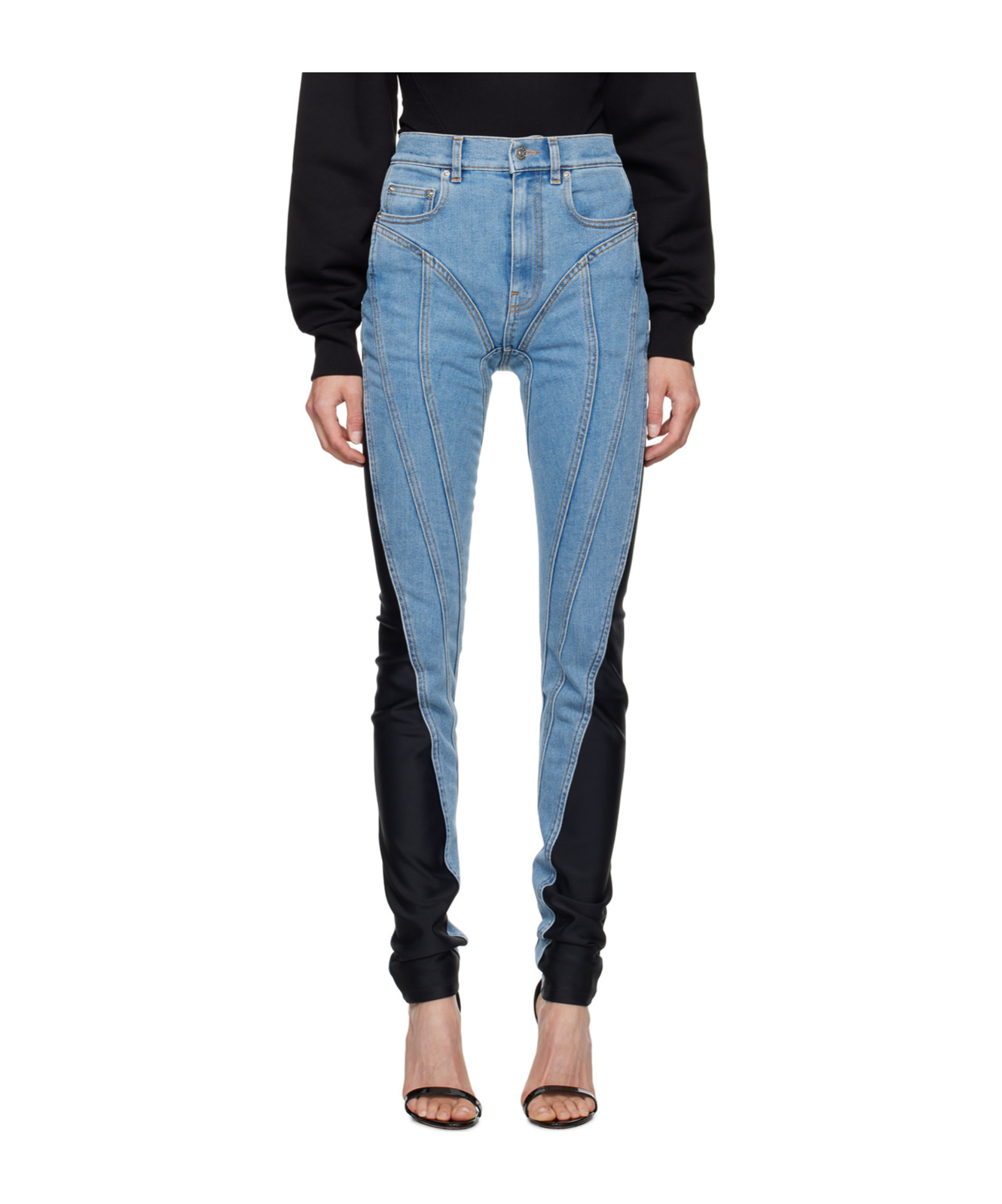 Shop Mugler Belt-loop Jeans In Blue