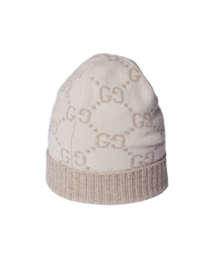 Gucci Gg Cashmere Jacquard Hat In Neutral