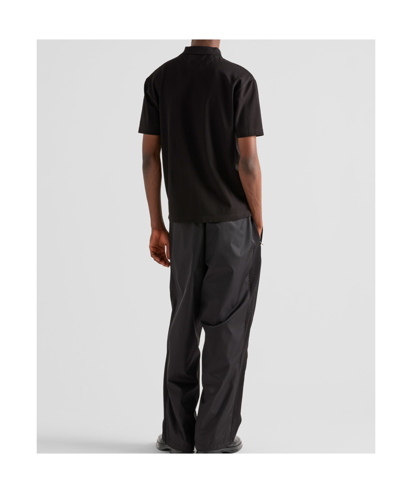 Shop Prada Piqué Polo Shirt With Re-nylon Details In Black