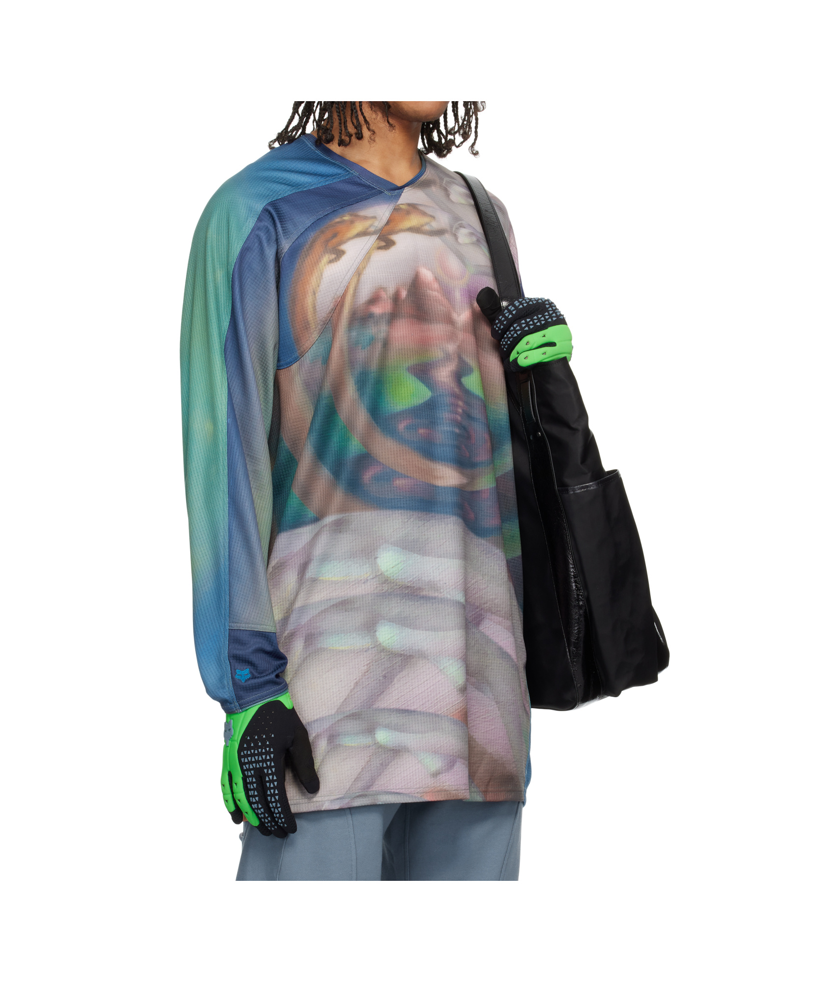 Kiko Kostadinov Multicolor Fox Racing Edition Printed Tunic T-shirt In Gray