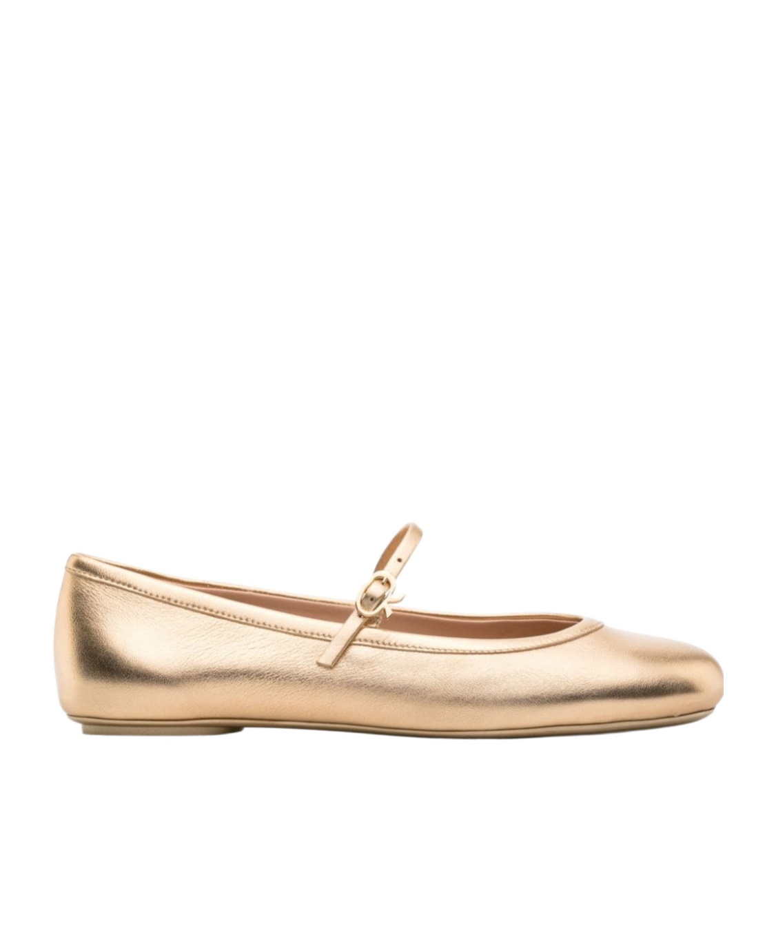 Gianvito Rossi Elegant Ballerina Flats With Ribbon Buckle In Nude