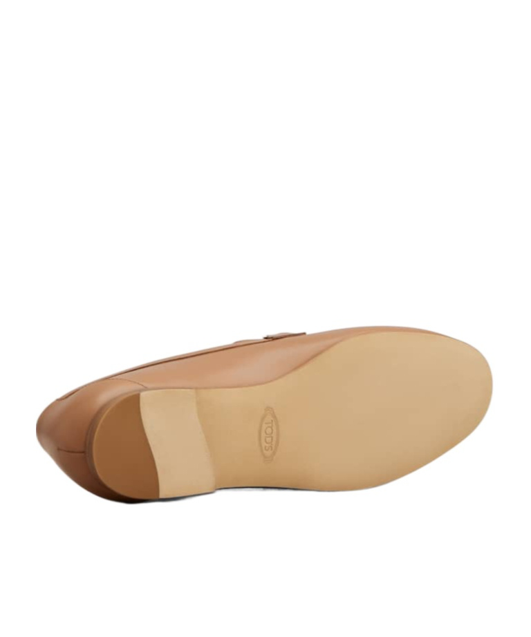 Tod's Brown Loafers With Logo Plaque In Leather Woman In Brown