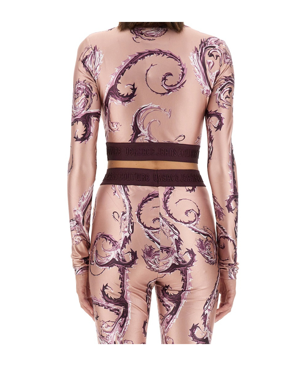 Versace Jeans Couture Cropped Patterned Top In Pink