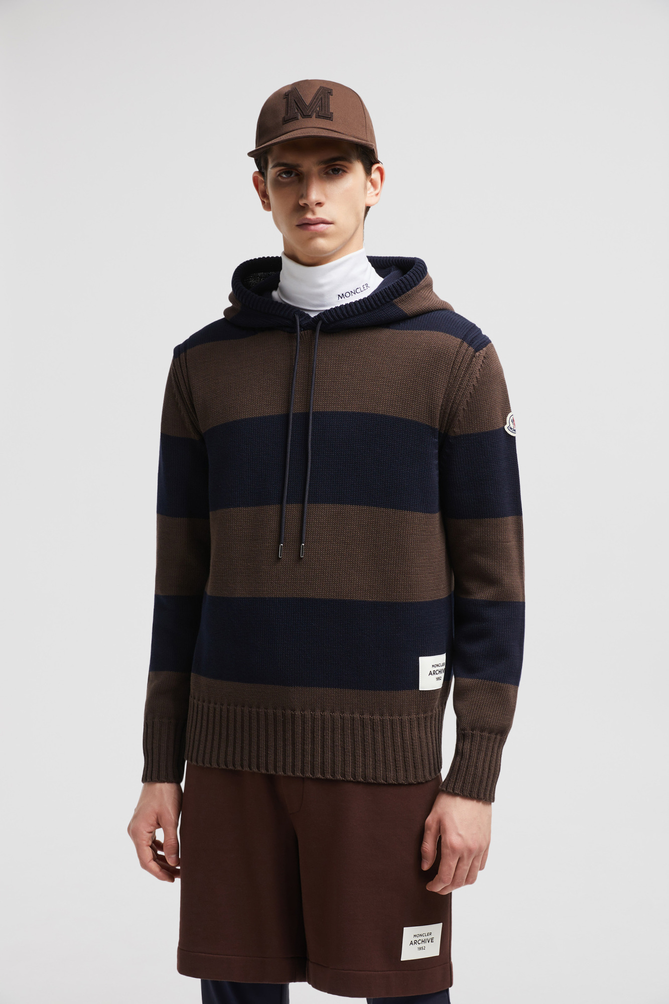 MONCLER STRIPED HOODED JUMPER 