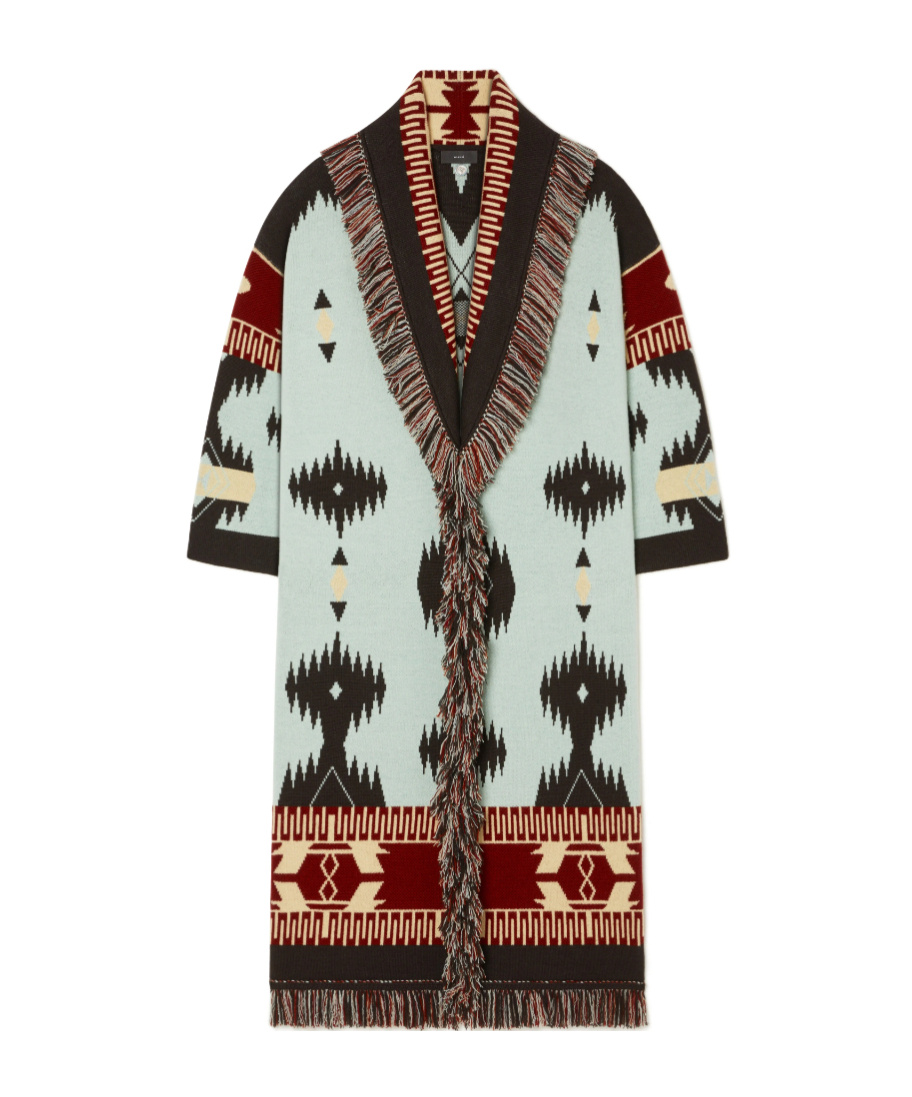 Alanui Icon Jacquard Fringed Cardi-coat In Multi
