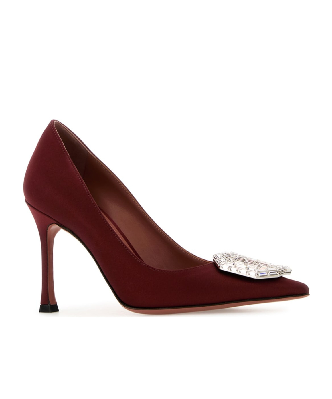 Amina Muaddi Camelia Embellished Pointed Toe Pumps In Brown