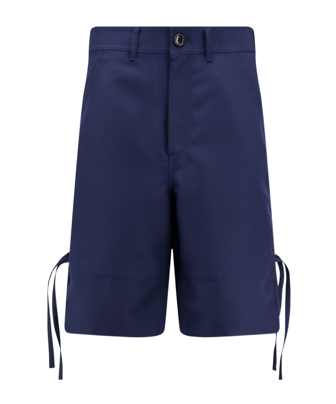 Comme Des Garçons Navy Blue Polyester Bermuda Shorts In Blue
