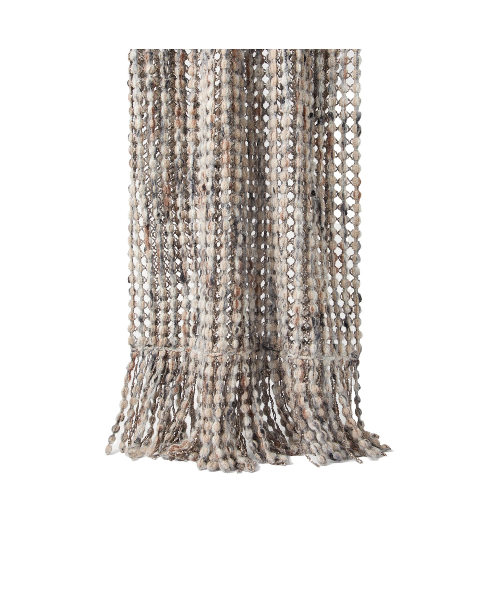 Brunello Cucinelli Metallic-detail Bobble Scarf In Gray