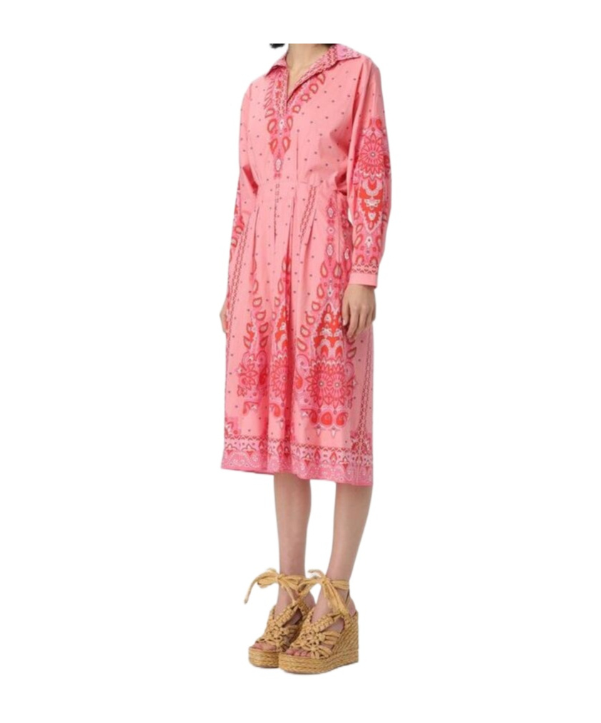 Etro Chemisier Pink Cotton Midi Dress 40