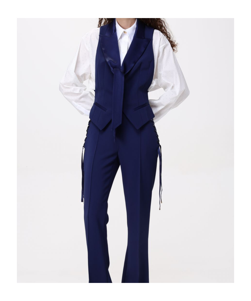 Elisabetta Franchi Crepe Tuxedo Waistcoat In Blue