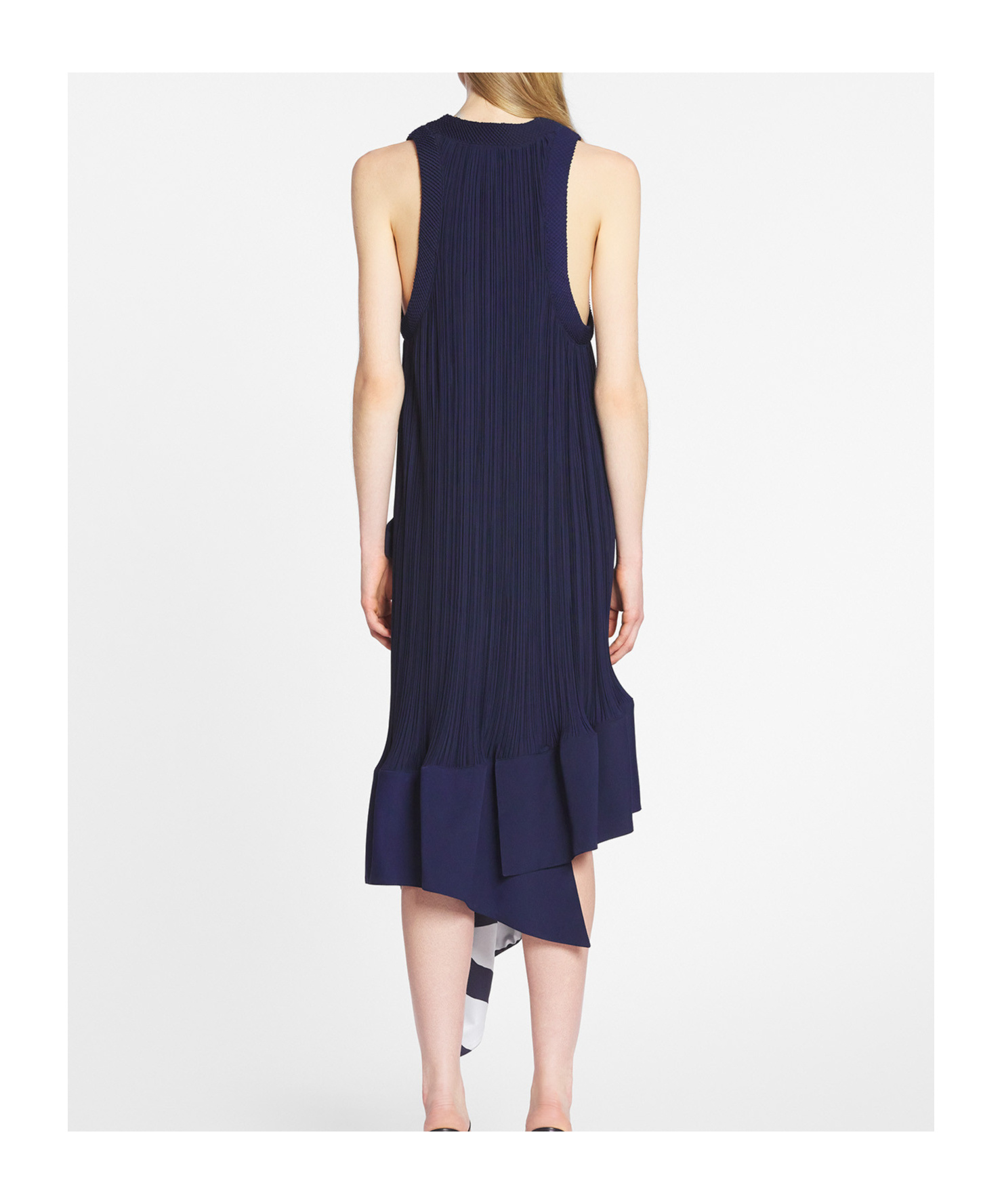 Lanvin Pleated Midi Dress In Black