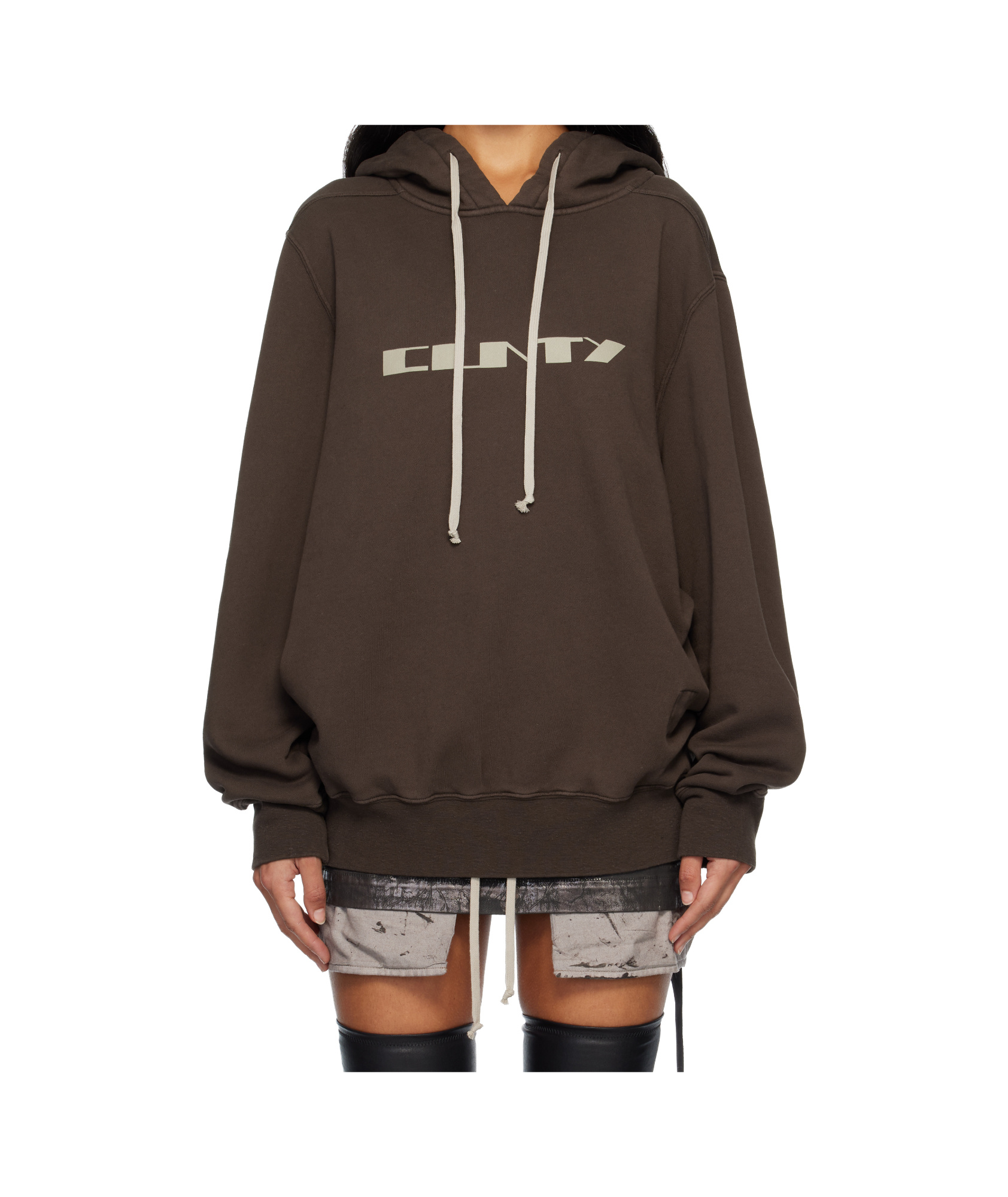 Rick Owens Drkshdw Concordians Oversized Hooded Sweatshirt In Brown