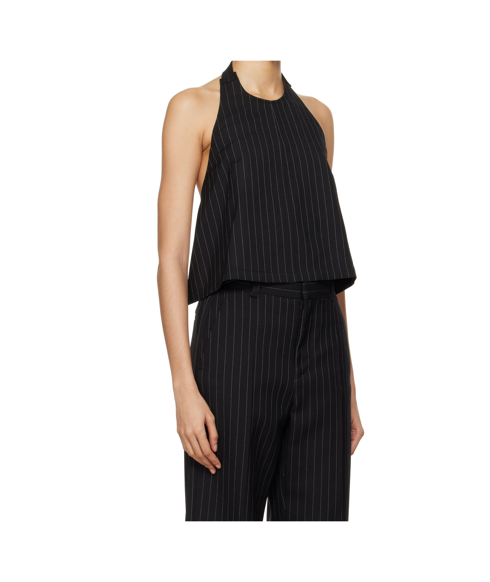 Shop Wardrobe.nyc Halter Top - Black Pinstripe