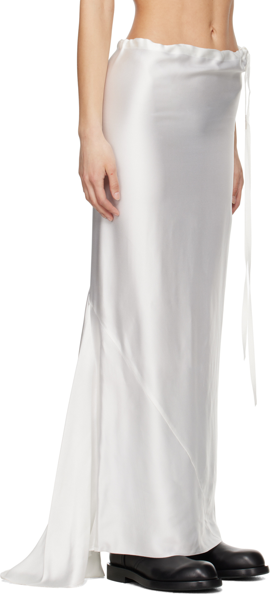 Ann Demeulemeester White Eveline Long Bias Maxi Skirt In White