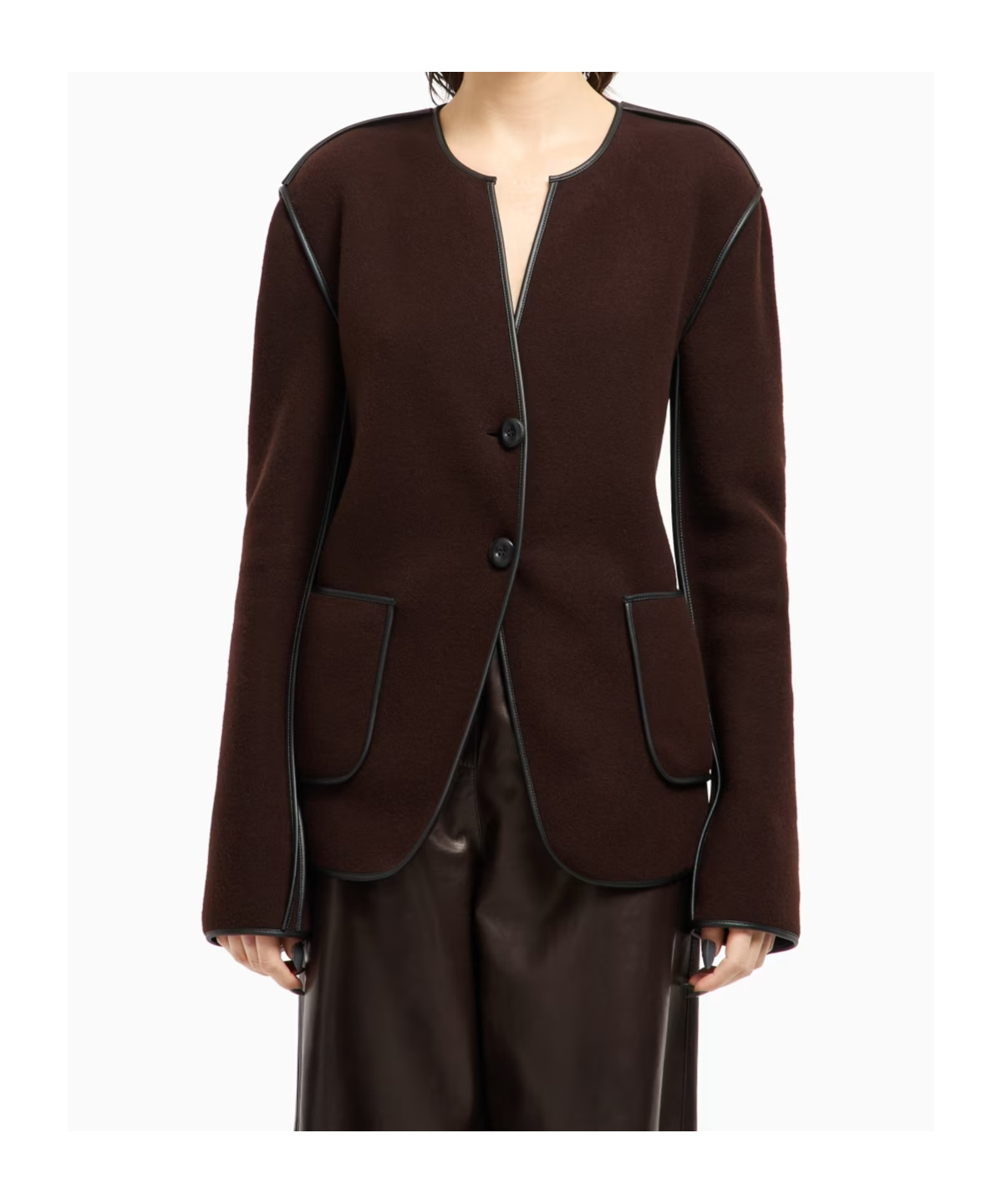 Giorgio Armani Single-breasted Jacket In Wool And Cashmere Fleece In Red