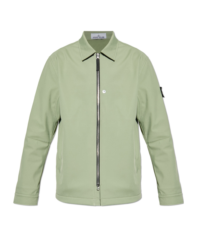 Stone Island Zip-front Patch-pocket Jacket In Green