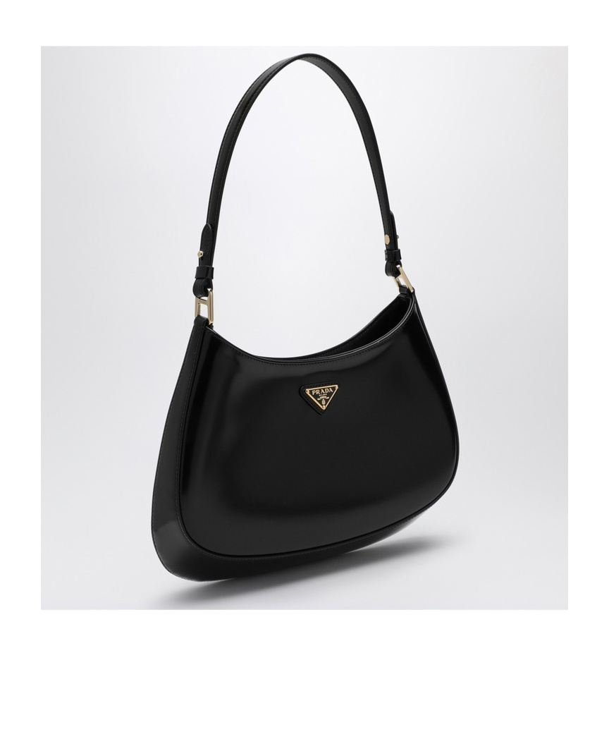 Prada Cleo Leather Shoulder Bag In Black