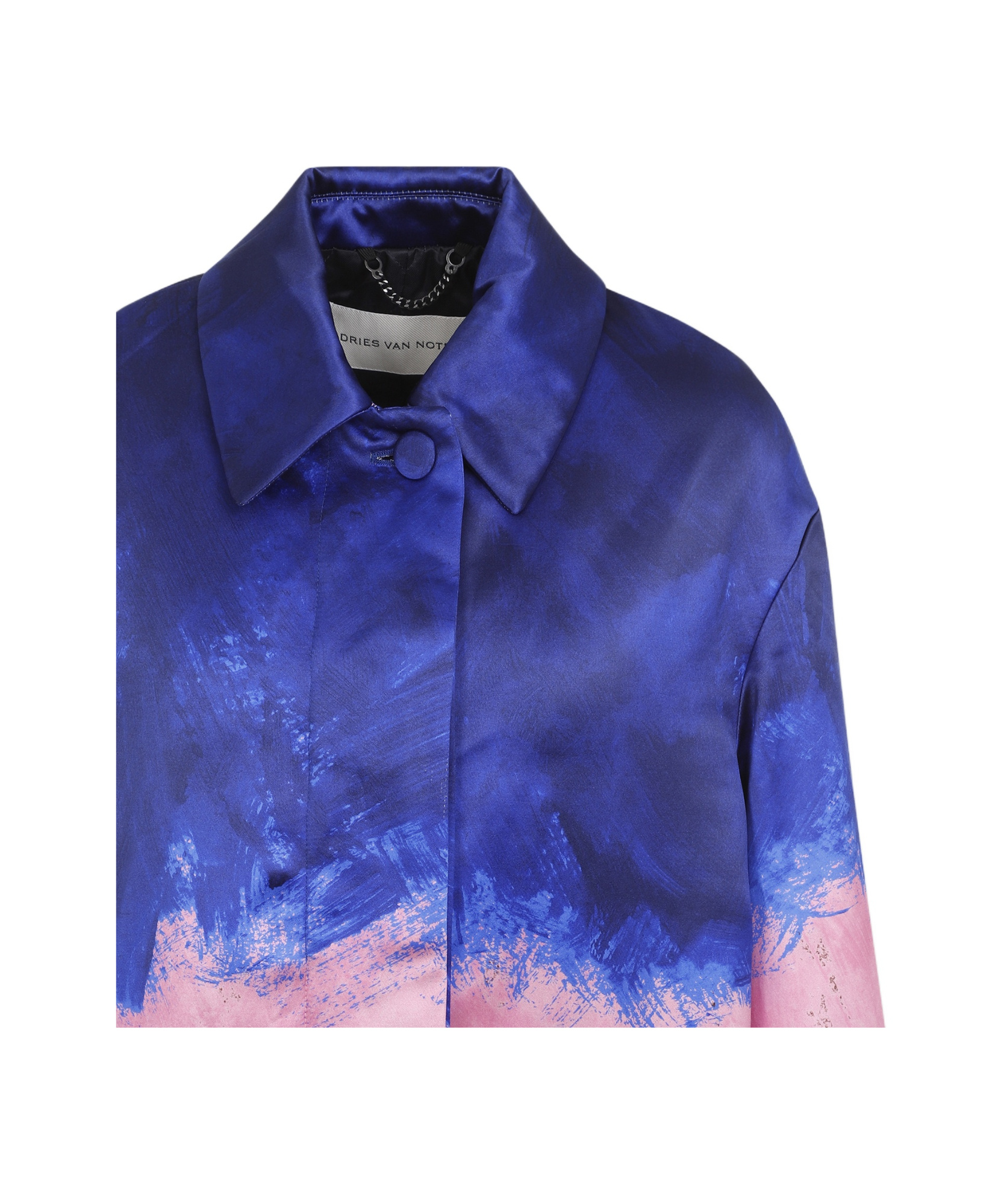Dries Van Noten Ranks Brushstroke-print Oversized Silk Coat In Pink