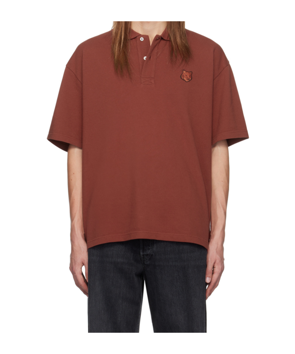 Maison Kitsuné Logo Decorated Polo Shirt In Brown