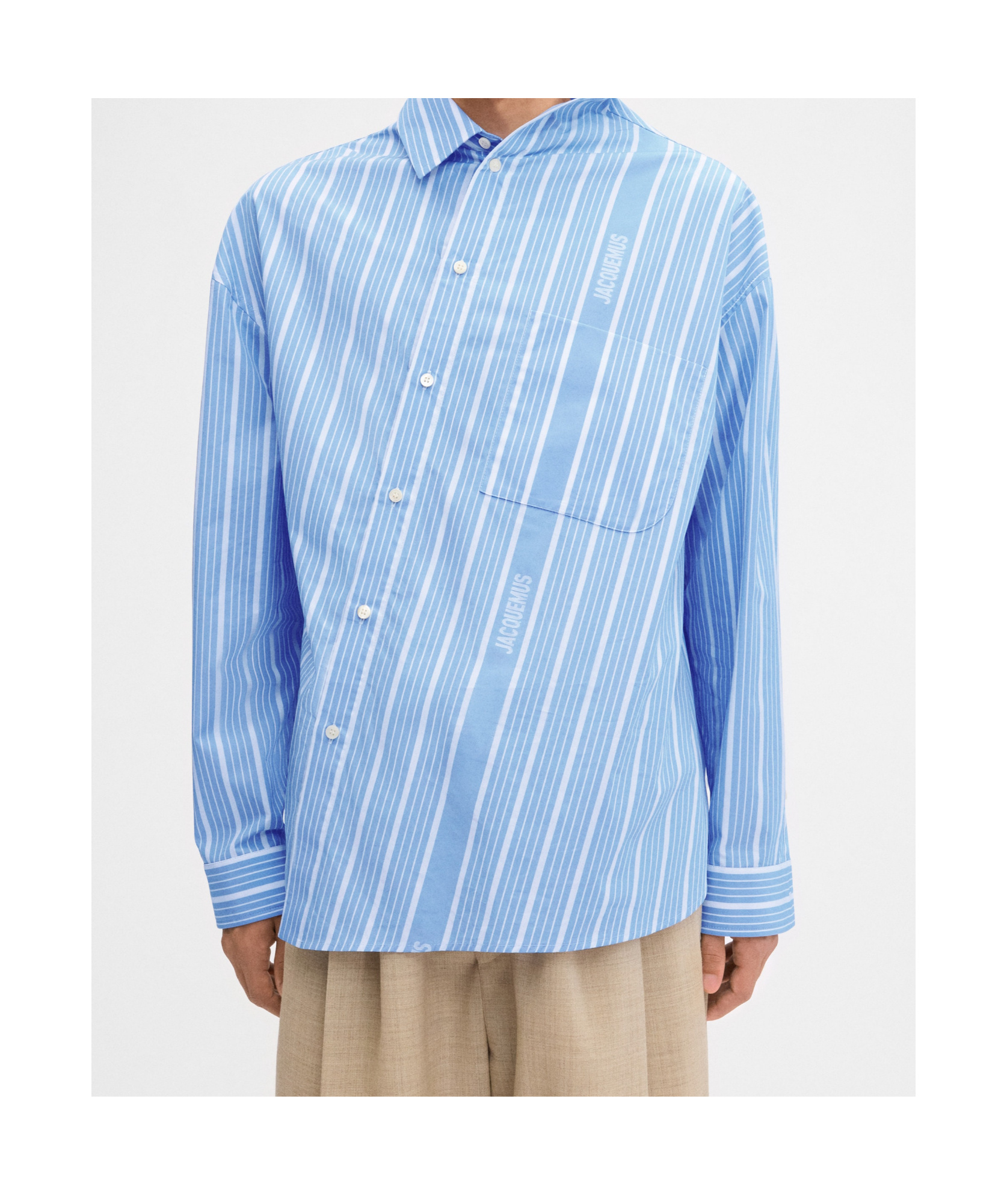Jacquemus Light-blue Striped 'la Chemise Cuadro' In Blue