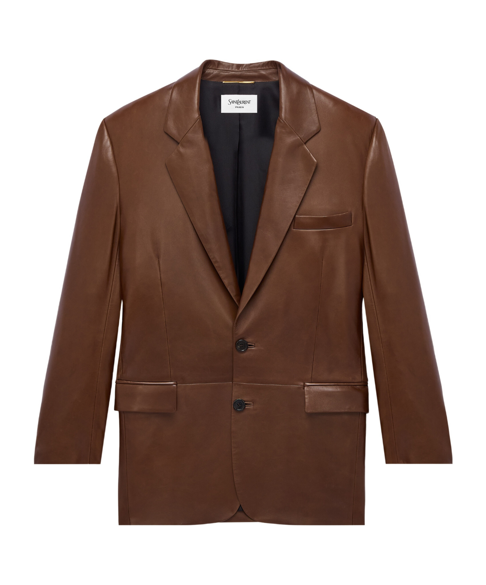 Saint Laurent Long-sleeve Leather Jacket In Oak