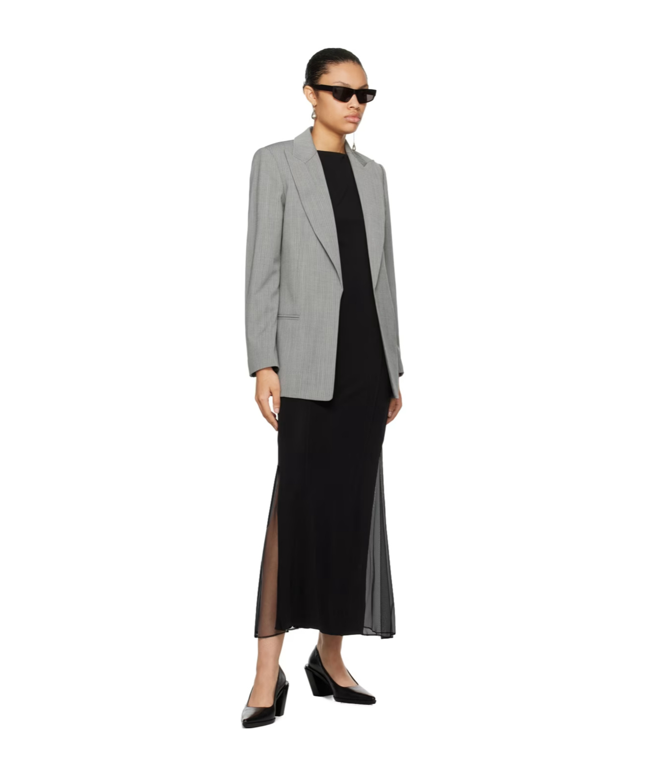 Helmut Lang Peak-lapel Single-breasted Blazer In Gray