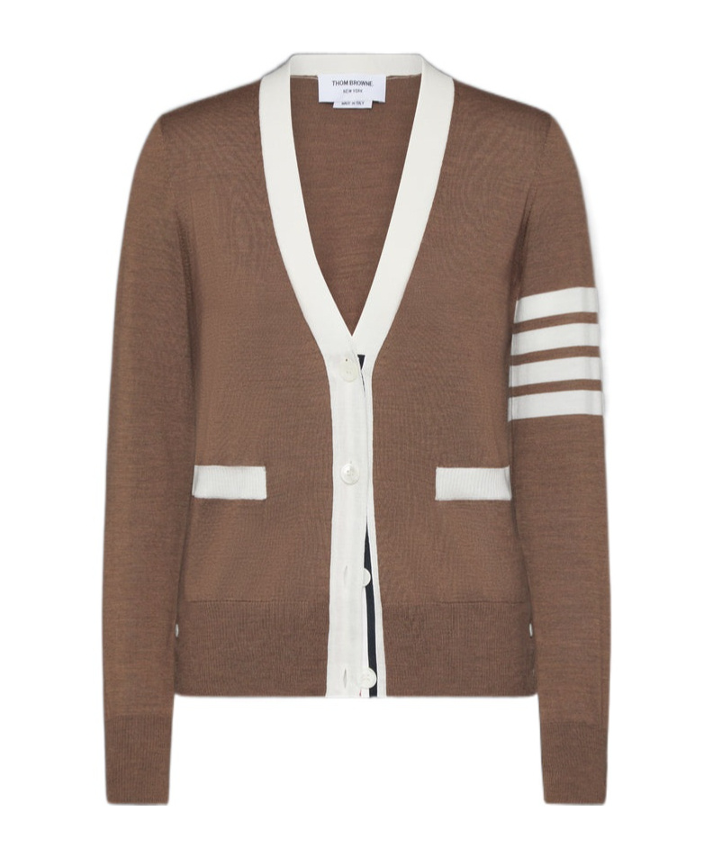 Thom Browne V-neck Cardigan In Brown