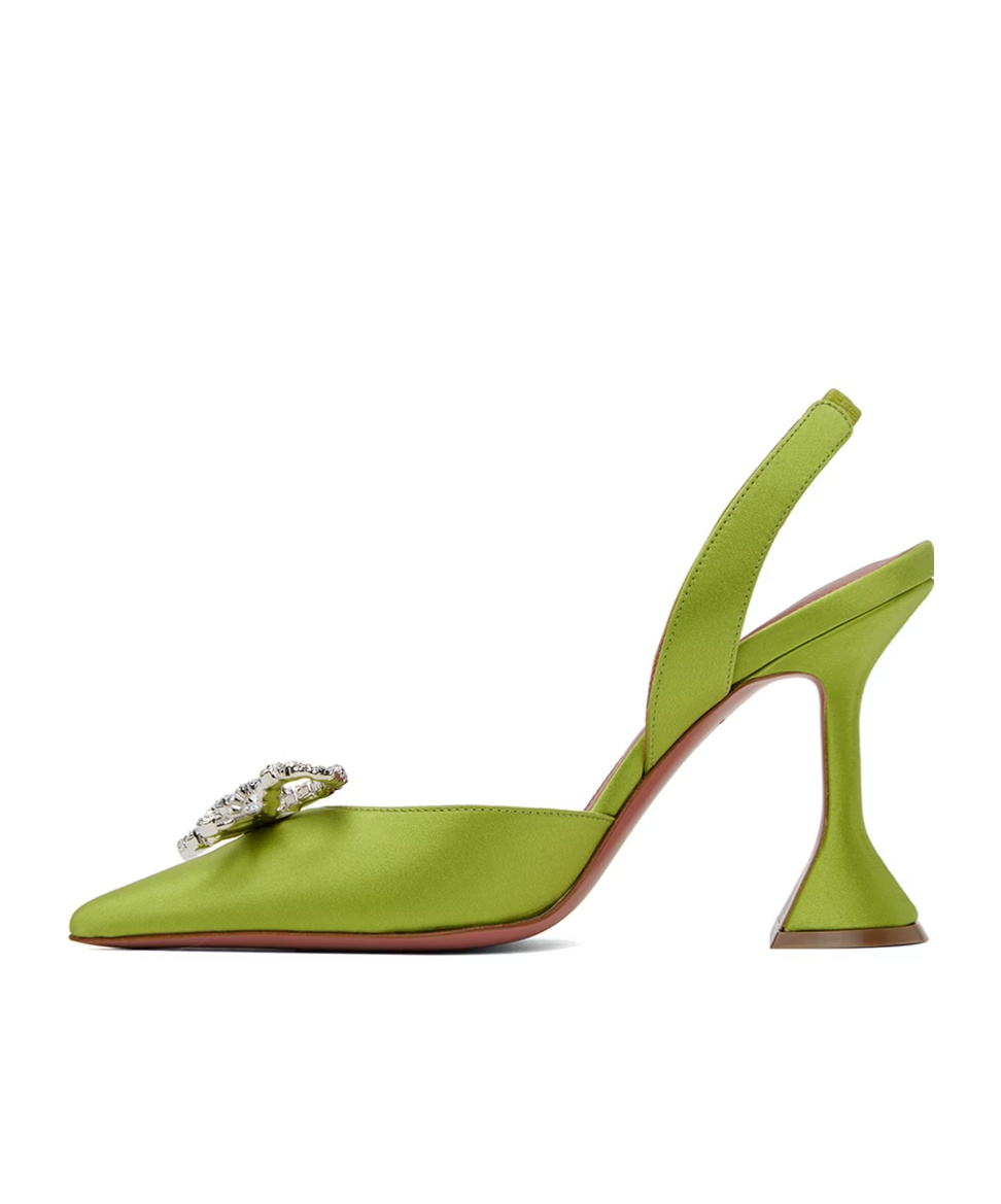 Shop Amina Muaddi Rosie Shoes With Exposed Heels In Green