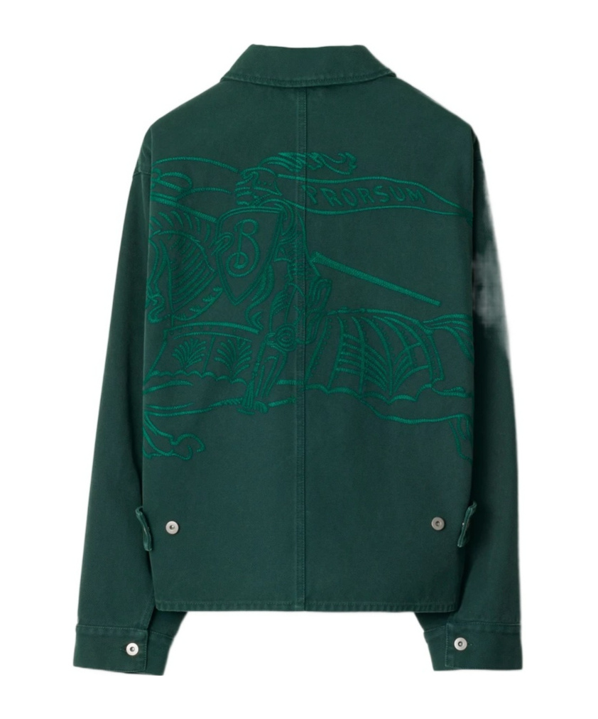 Burberry Ekd-embroidered Cotton Jacket In Green