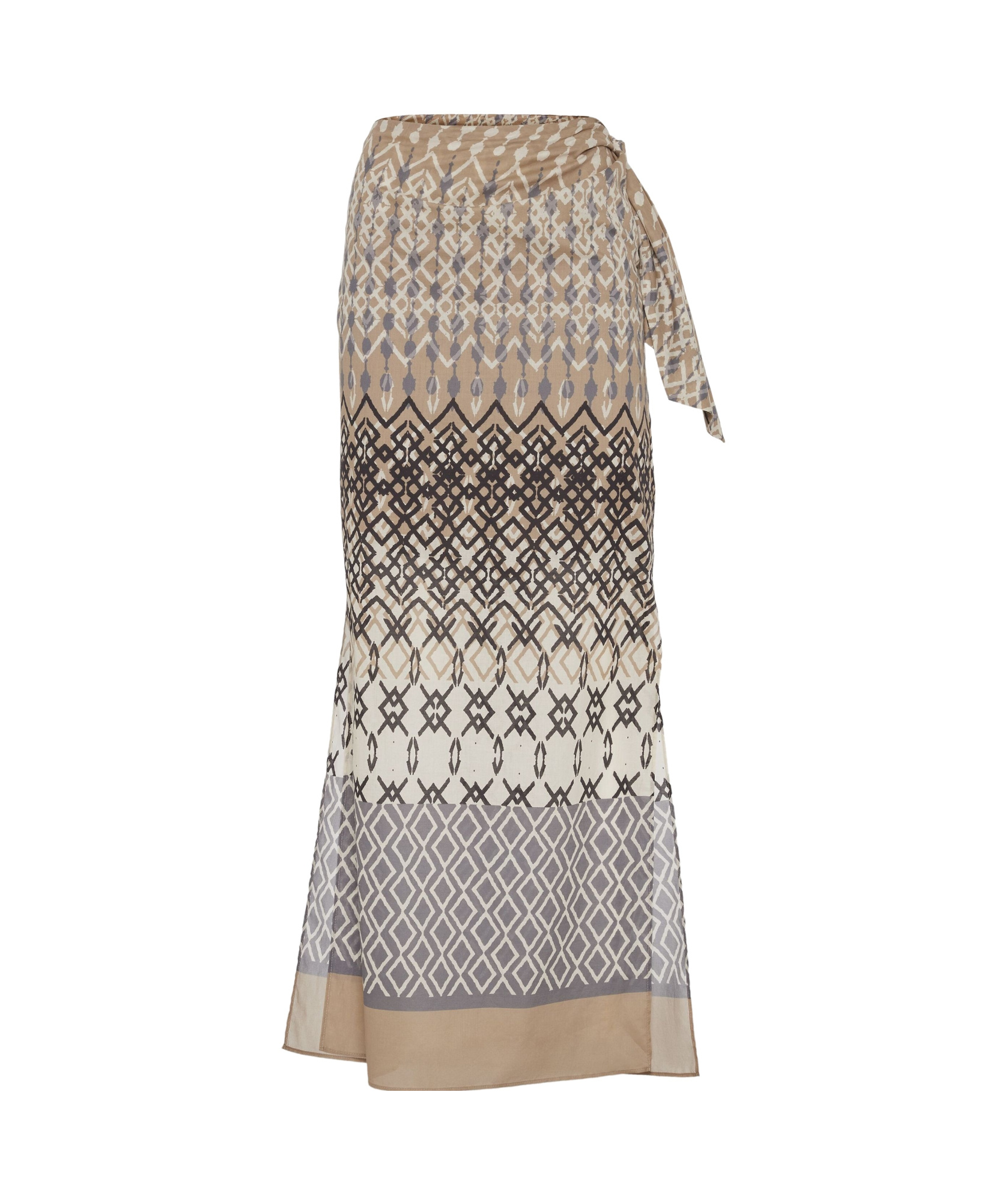 Brunello Cucinelli Women's Cotton Ethnic Print Gauze Sarong Skirt In Nude