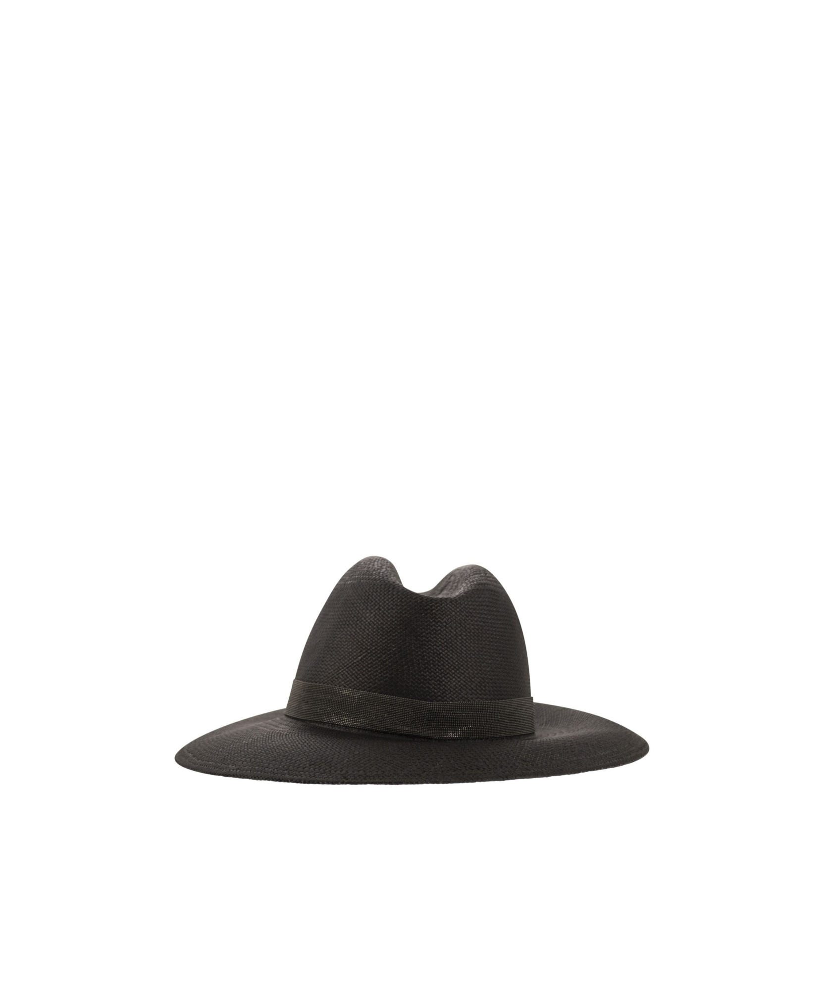 Brunello Cucinelli Straw Hat With Precious Band In Black